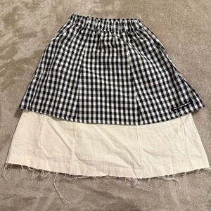 Little Creative Factory Girls Gingham Layered Cotton Skirt Black Cream Size 2Y